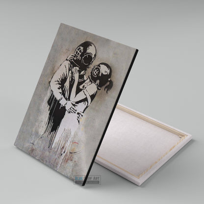 Think Tank Bus Stop Banksy Art Handmade Oil on Canvas, Made to Order