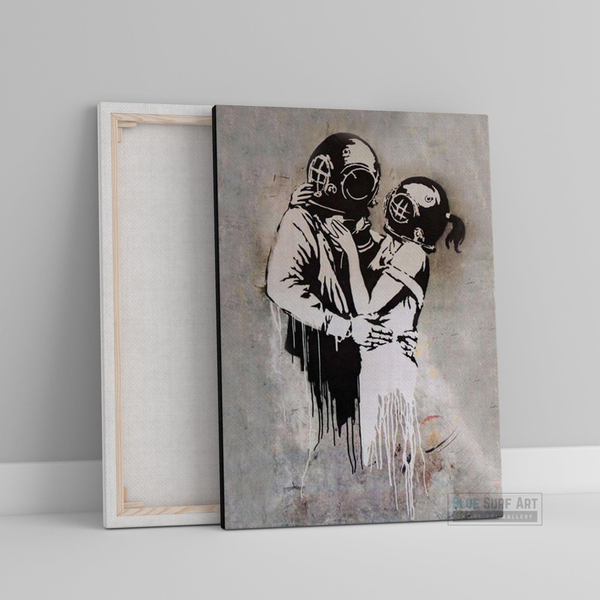 Think Tank Bus Stop Banksy Art Handmade Oil on Canvas, Made to Order