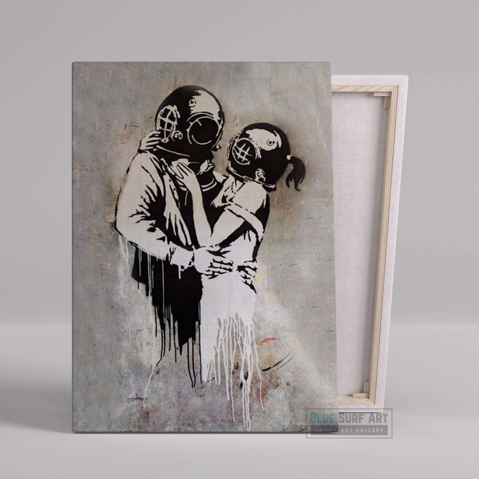Think Tank Bus Stop Banksy Art Handmade Oil on Canvas, Made to Order