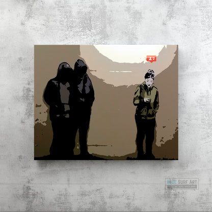 Banksy Followers, Banksy Street Art Painting, Oil on Canvas