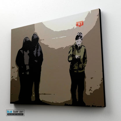 Banksy Followers, Banksy Street Art Painting, Oil on Canvas