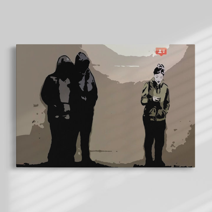 Banksy Two Followers Painting by Blue Surf Art