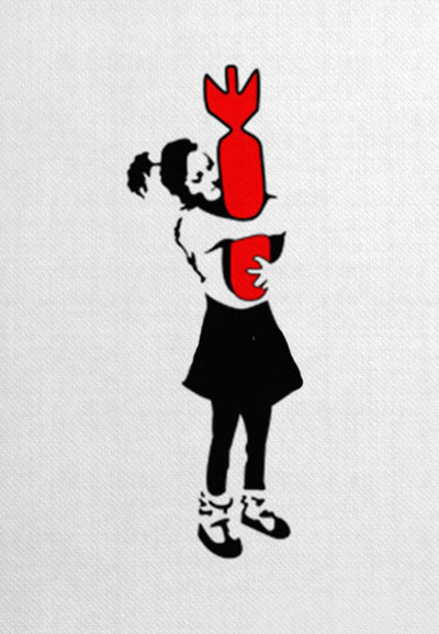 Banksy Wall Art, Banksy Girl Hold a Bomb, Banksy canvas art painting, banksy paintings