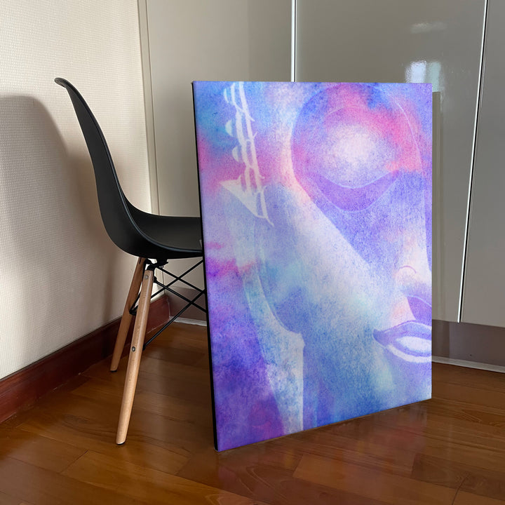 Pastel Purple Colour Buddha Portrait Wall Art Canvas - studio showcase