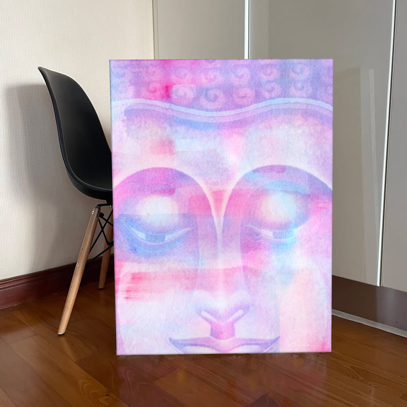 Pastel Pink Buddha Portrait Wall Art Canvas - Studio showcase