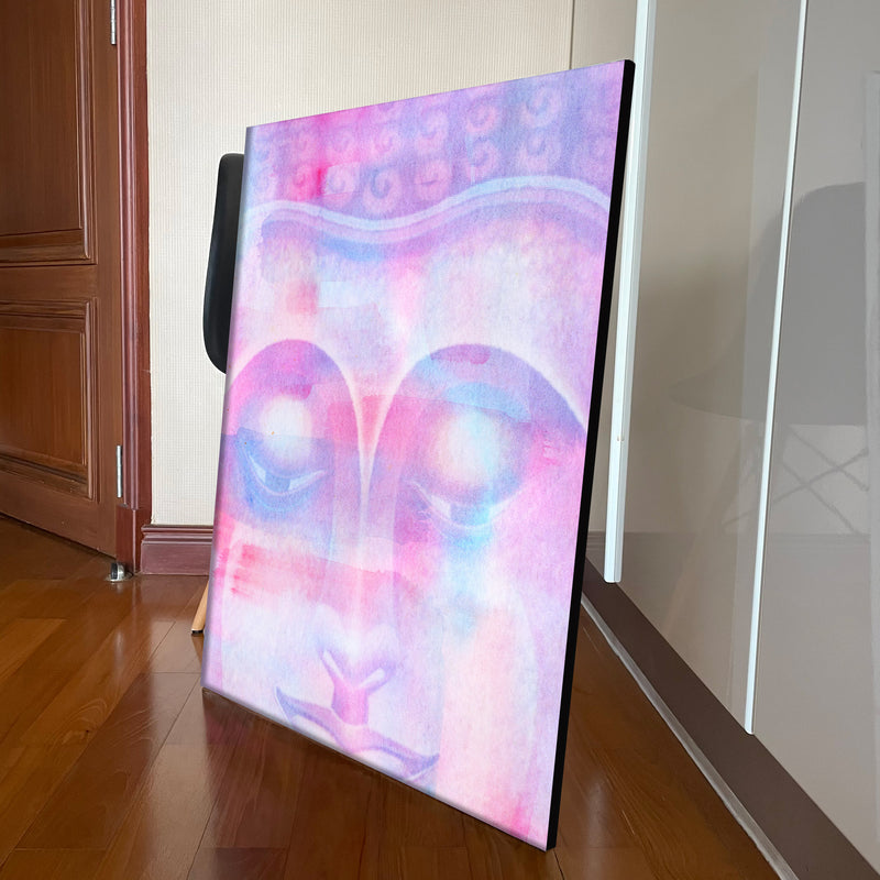 Pastel Pink Buddha Portrait Wall Art Canvas - Studio showcase