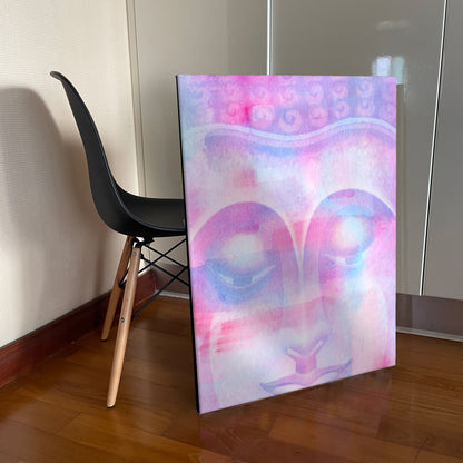 Pastel Pink Buddha Portrait Wall Art Canvas - Studio showcase