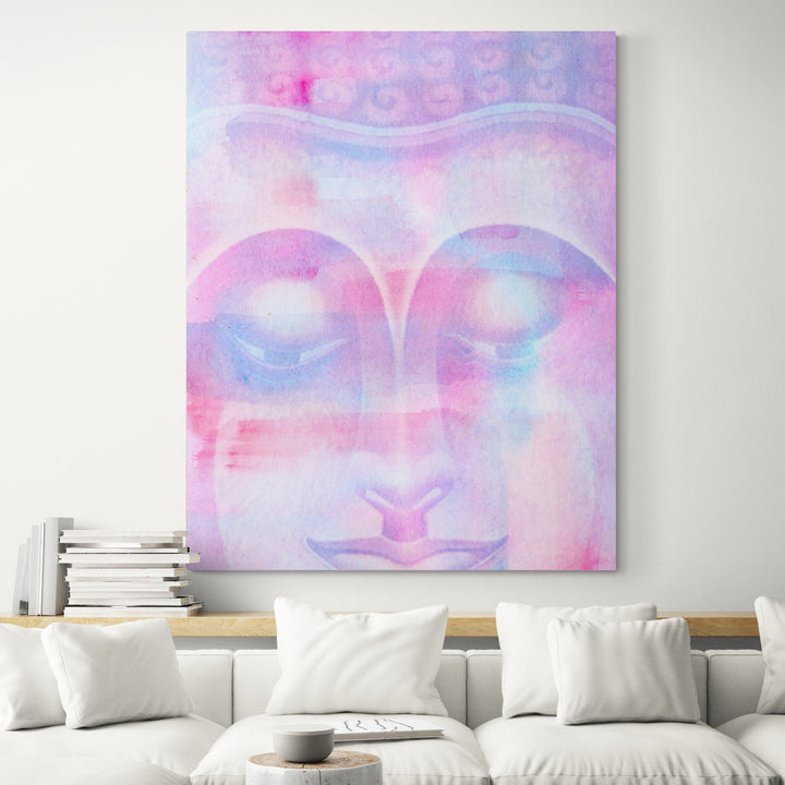 Pastel Pink Buddha Portrait Wall Art Canvas - Living room