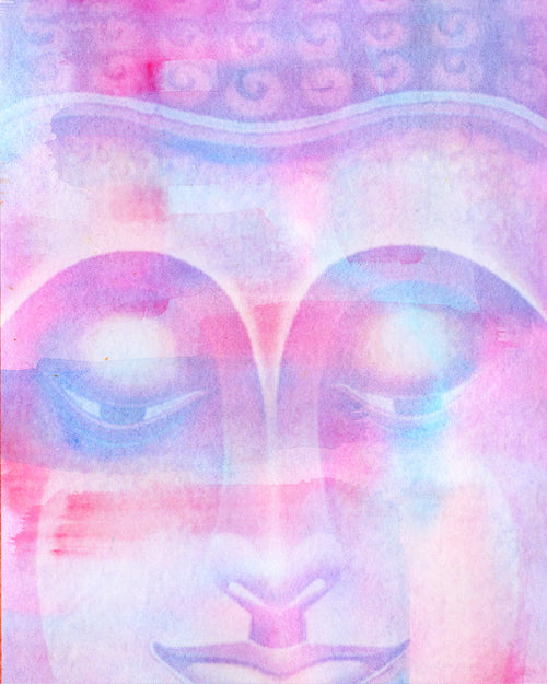 Pastel Pink Buddha Portrait Wall Art Canvas