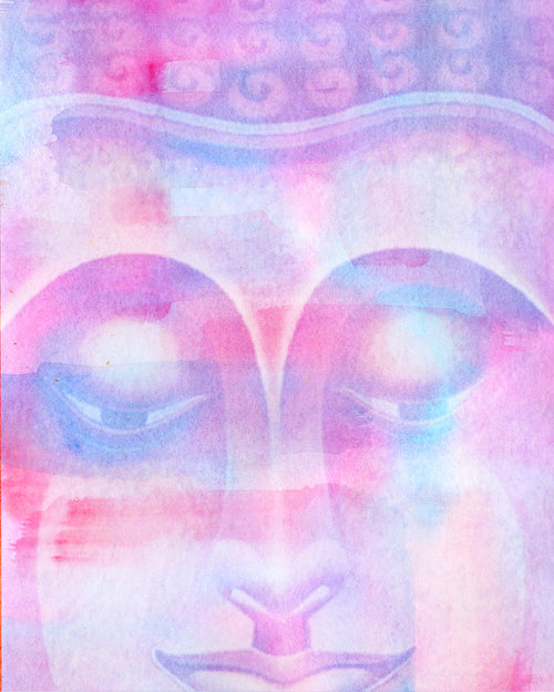 Pastel Pink Buddha Portrait Wall Art Canvas