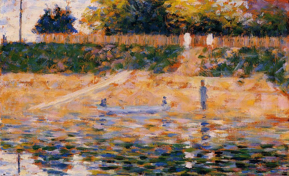 Boats near the Beach at Asnieres by Georges Seurat Reproduction Painting by Blue Surf Art