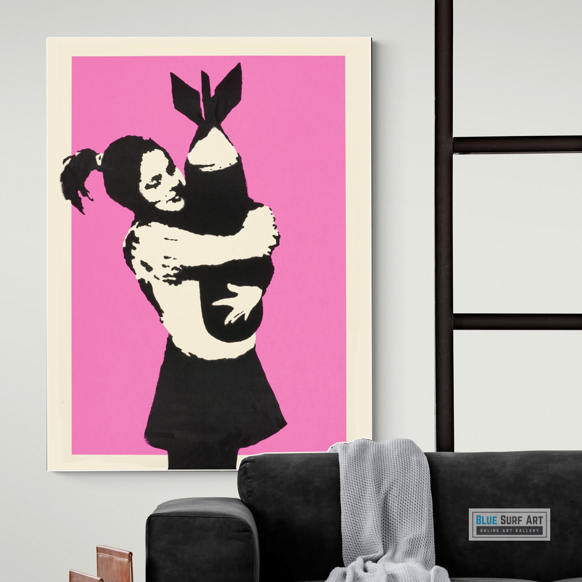Bomb Hugger Banksy Art, Graffiti Original Handmade Art