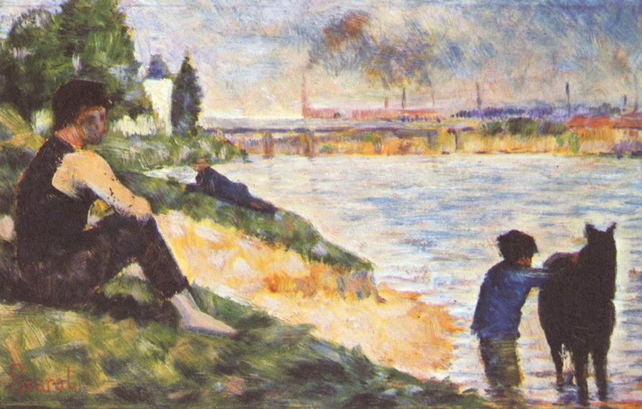 Boy with horse by Georges Seurat Reproduction Painting by Blue Surf Art
