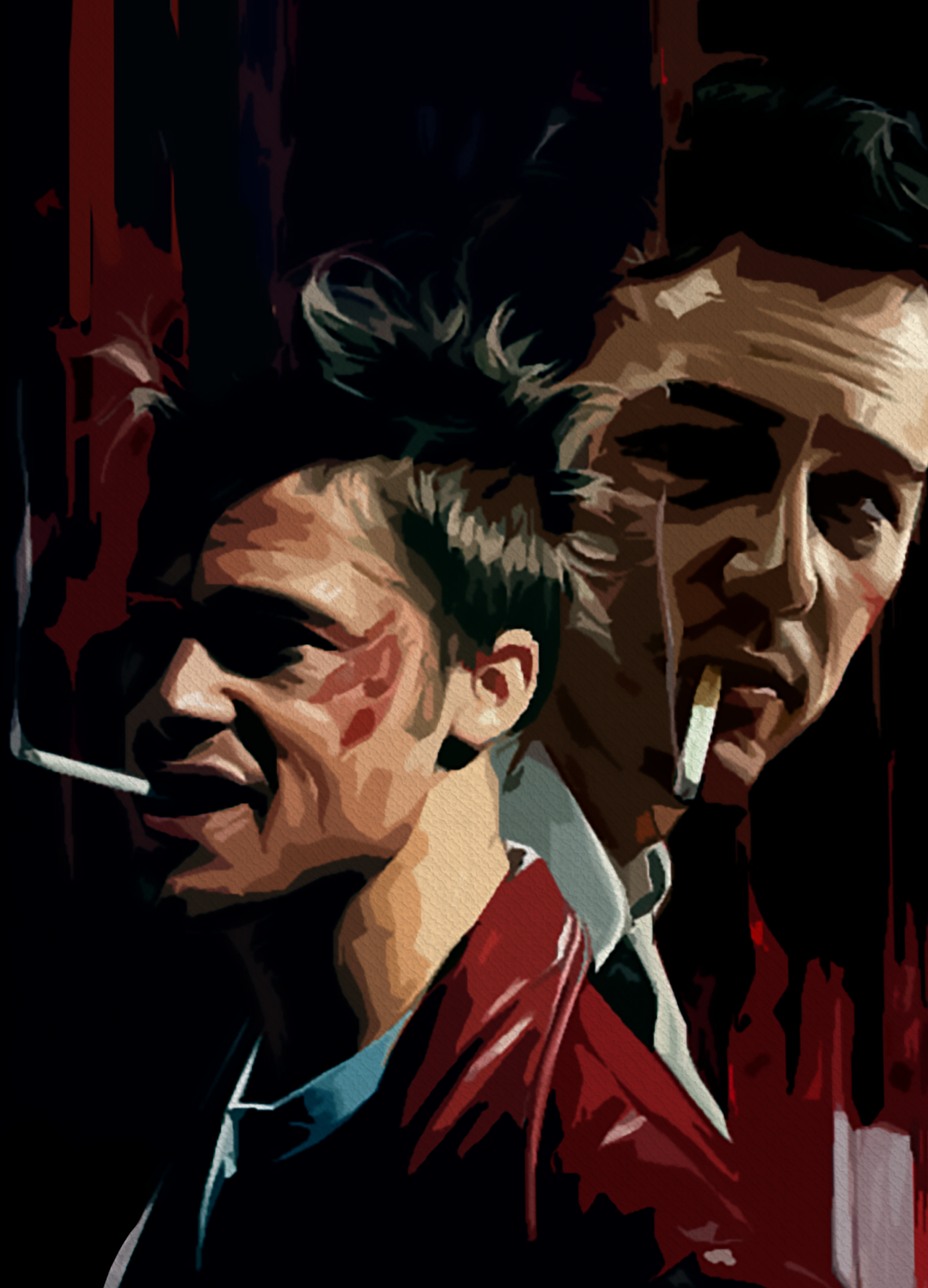 Fight Club Narrator vs Tyler Original Oil Painting on Canvas by Blue Surf Art 
