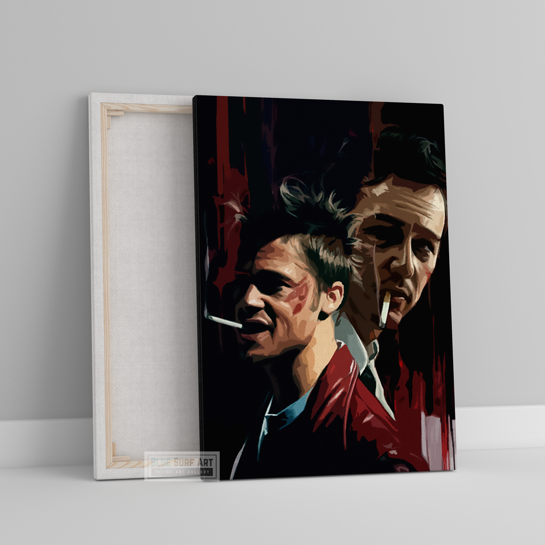 Fight Club Narrator vs Tyler Original Oil Painting on Canvas by Blue Surf Art  2