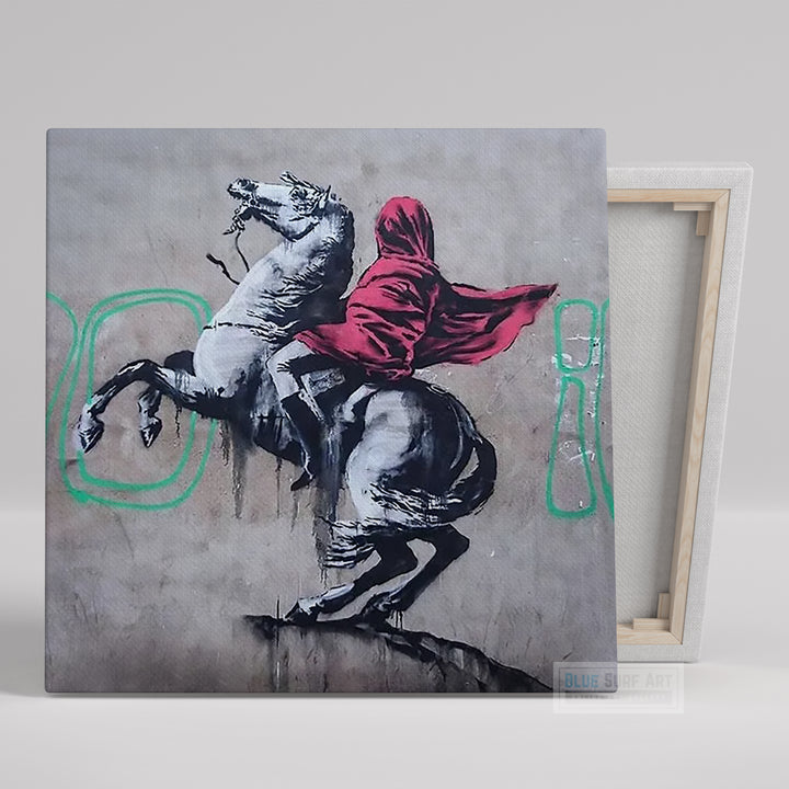 Banksy Horse with Girl and Red Cloth Street Art  for Sale Original Oil Painting on Canvas