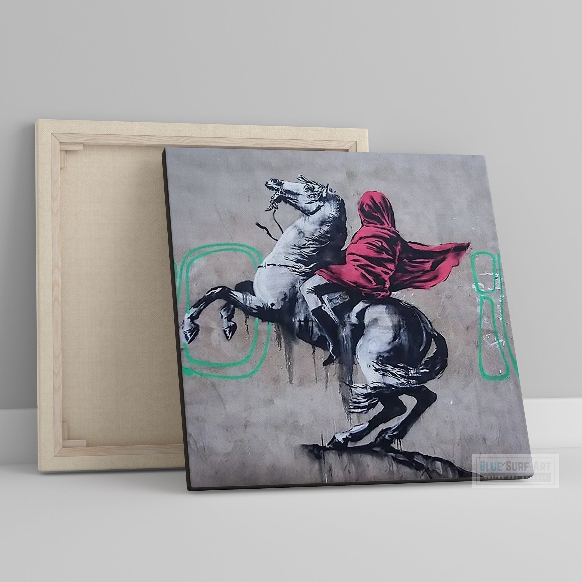 Banksy Horse with Girl and Red Cloth Street Art  for Sale Original Oil Painting on Canvas