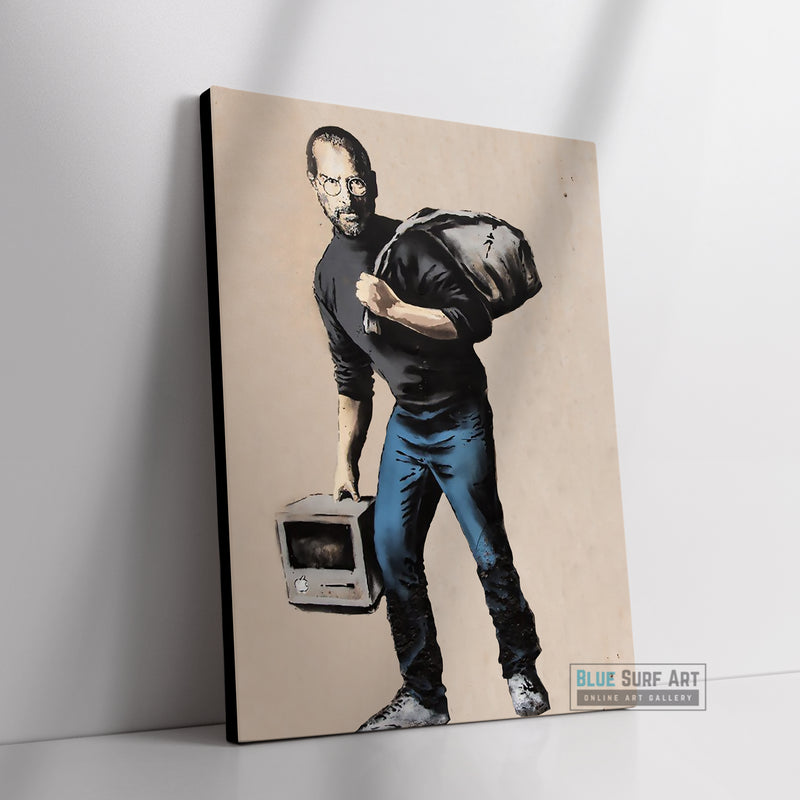 Banksy Apple Street Art Wall Art for Sale Original Handmade Oil on Canvas