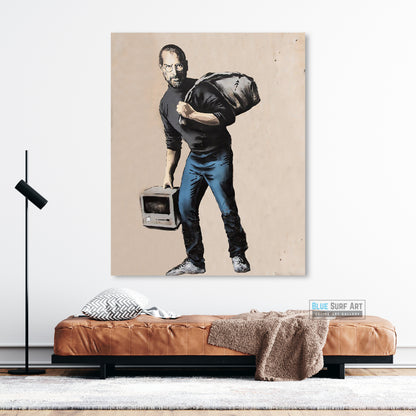 Banksy Apple Street Art Wall Art for Sale Original Handmade Oil on Canvas