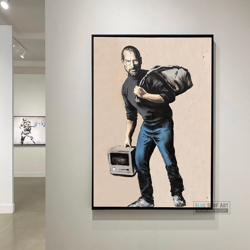 Banksy Apple Street Art Wall Art for Sale Original Handmade Oil on Canvas