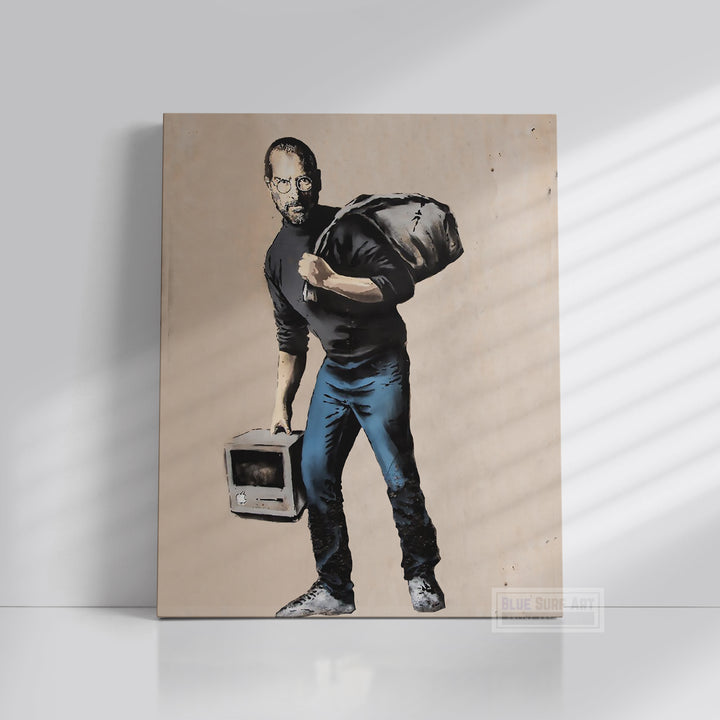 Banksy Apple Street Art Wall Art for Sale Original Handmade Oil on Canvas