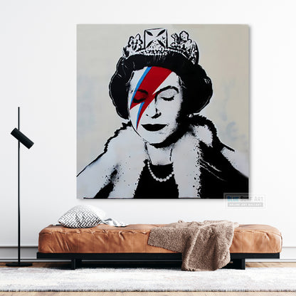 Banksy Queen Bowie Street Art  for Sale Original Oil Painting on Canvas