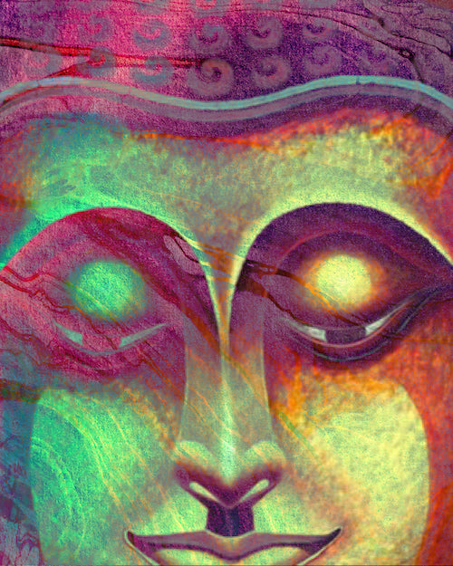 Bright Colour Buddha Portrait Wall Art Canvas