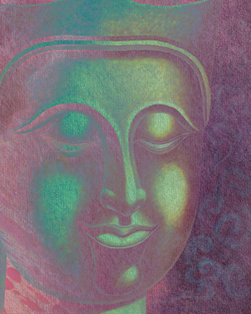 Buddha Portrait Wall Art in Bright Green Shade 