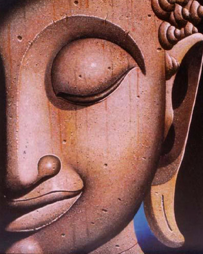 Buddha with Wood Skin Oil on Canvas
