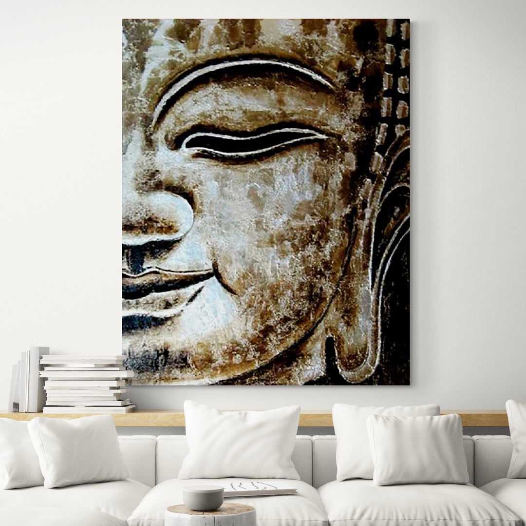 Buddha Portrait Oil Painting on Canvas Extra Texture