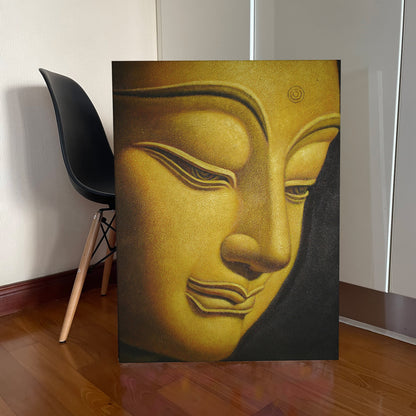 Showcase - Golden Buddha Side Portrait Oil on Canvas