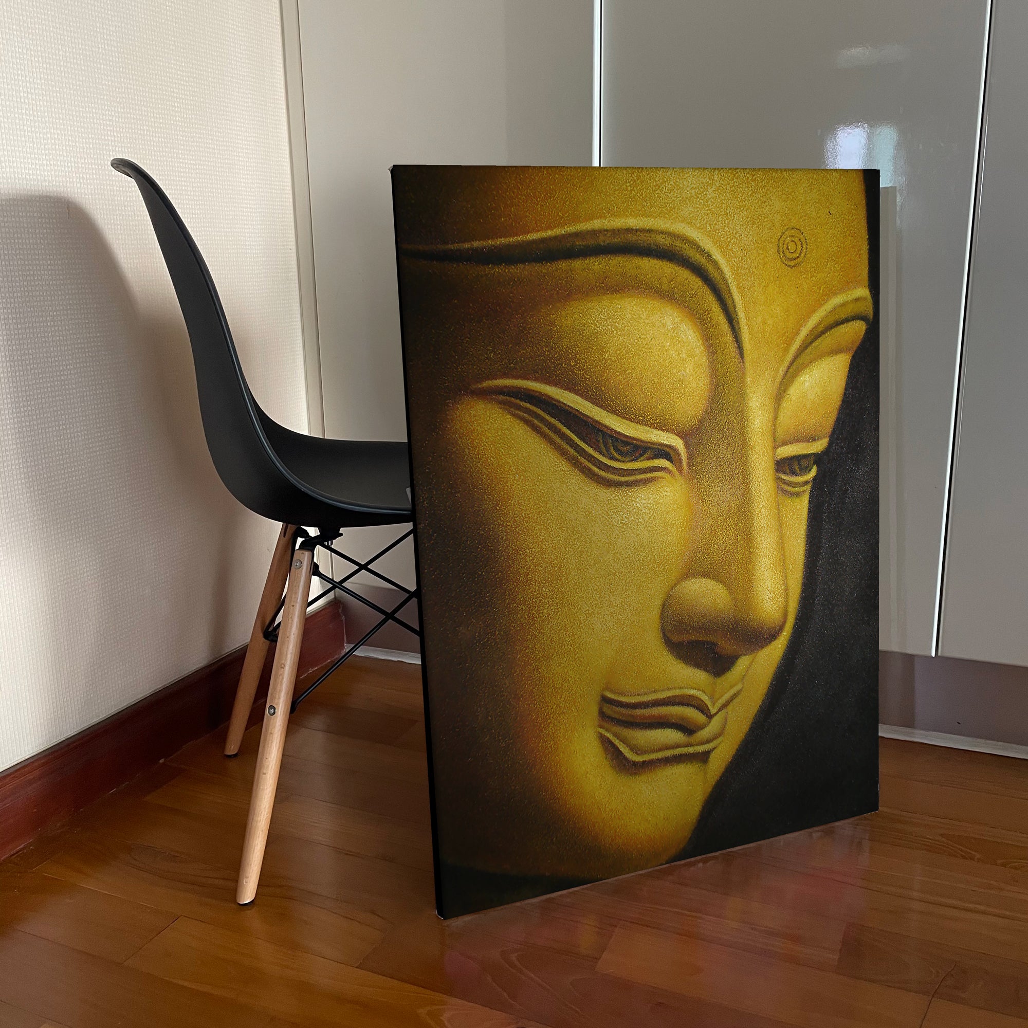 Showcase - Golden Buddha Side Portrait Oil on Canvas