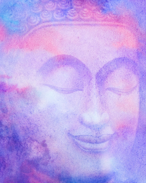 Buddha Smile Portrait in Subtle Purple Colour Tone