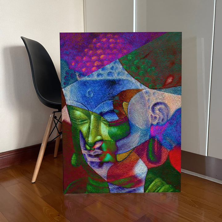 Multi Colour Buddha Art in Abstract Style - canvas show case