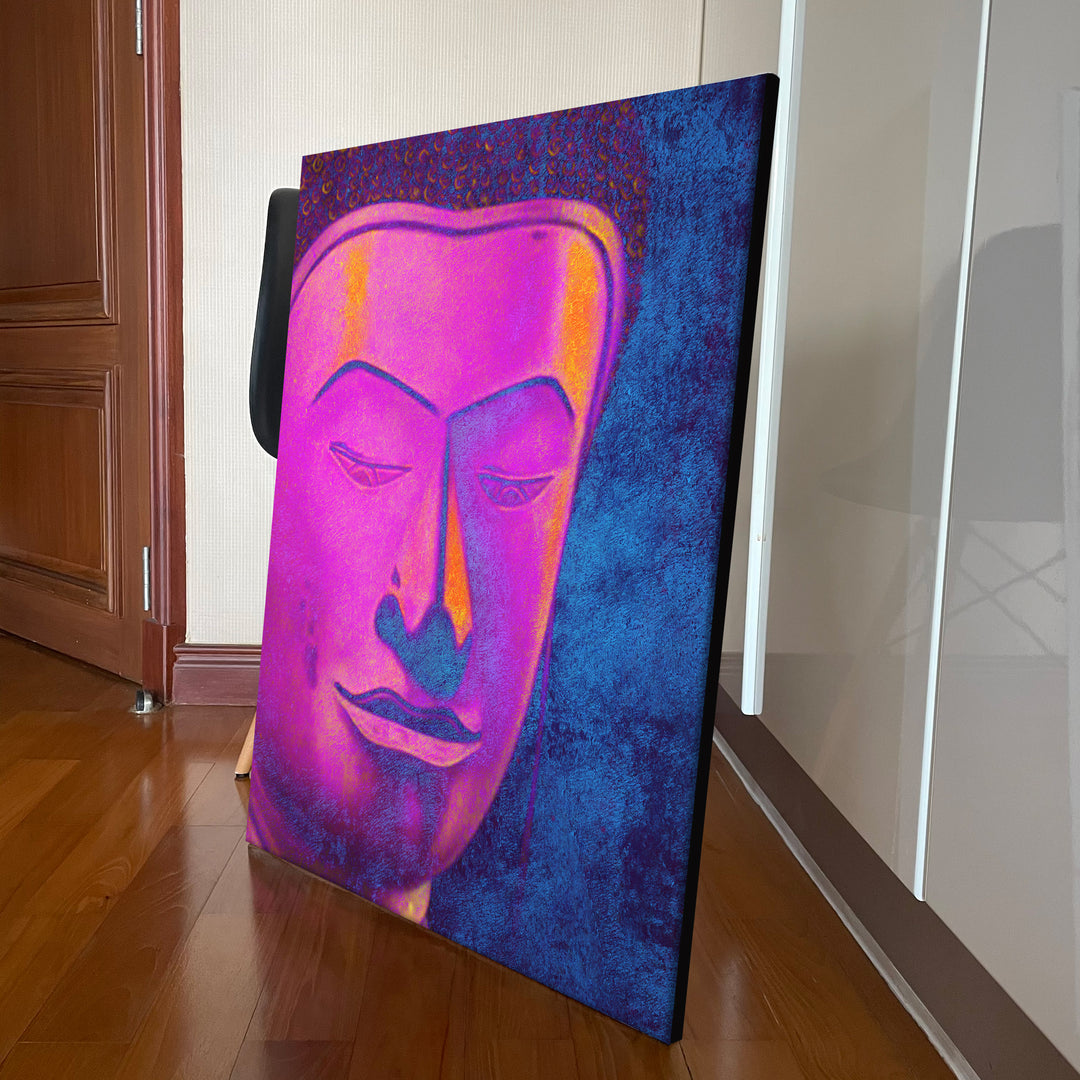 Beautiful Buddha in Pink and Blue Shade Original Oil on Canvas