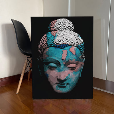 Buddha Portrait in Abstract Style, Original Oil on Canvas showcase
