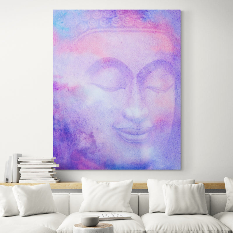 Buddha Smile Portrait in Subtle Purple Colour Tone - Living room