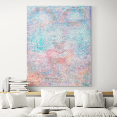 Pastel Modern Buddha Portrait in Abstract Style Wall Art by Blue Surf Art - showroom
