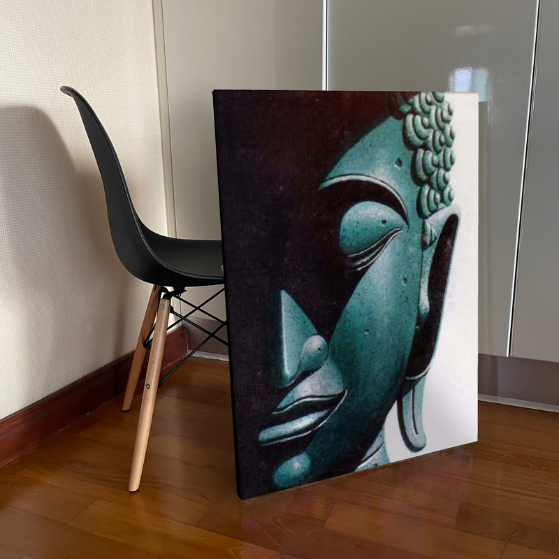 Shade Buddha Half Side Portrait Original Oil on Canvas - in show room