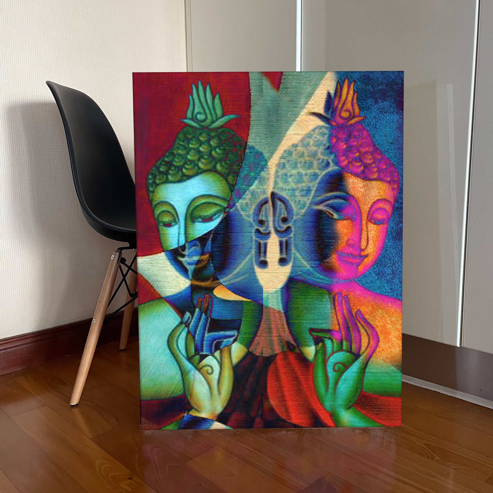 Multi Colour Buddha Portrait in Abstract Style