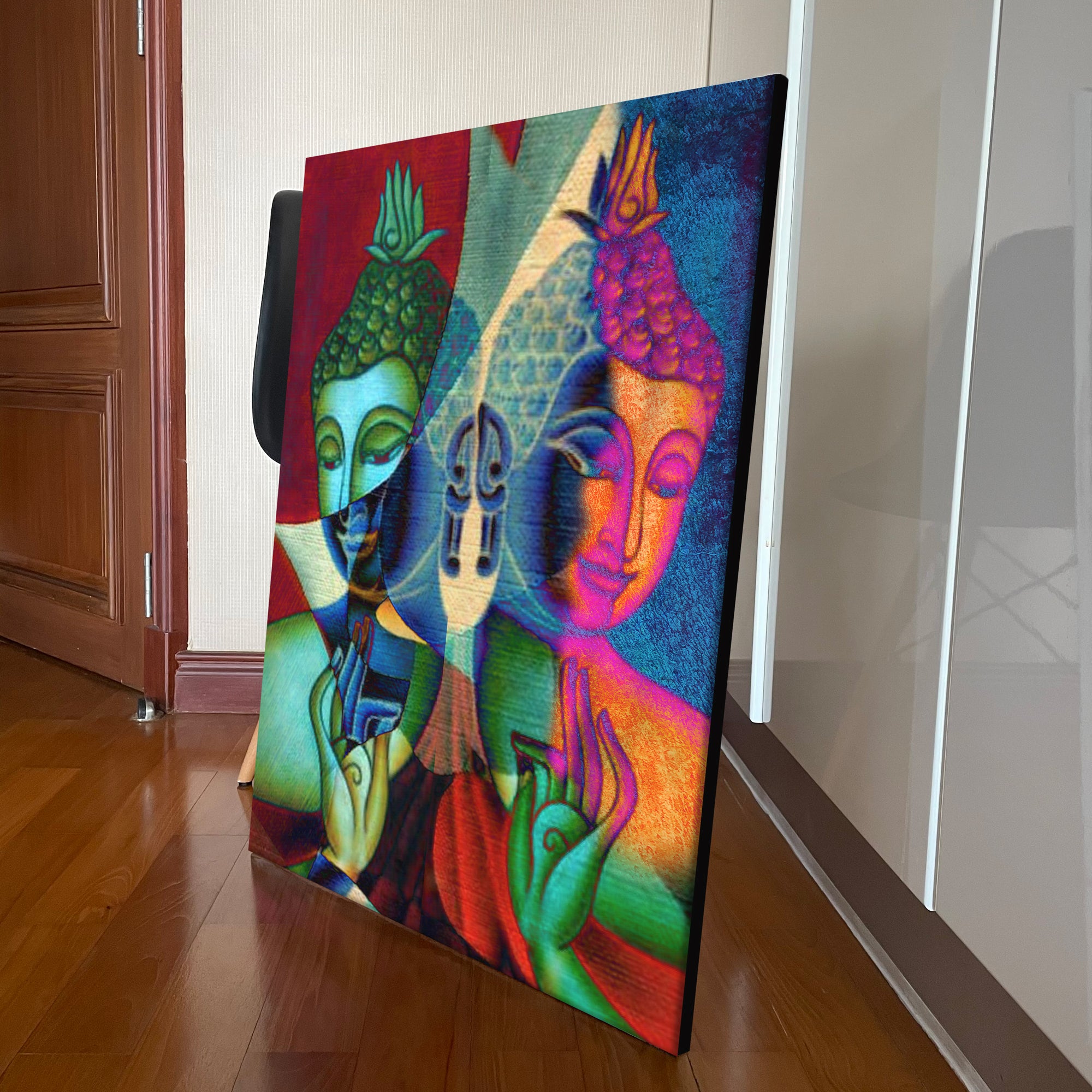 Multi Colour Buddha Portrait in Abstract Style