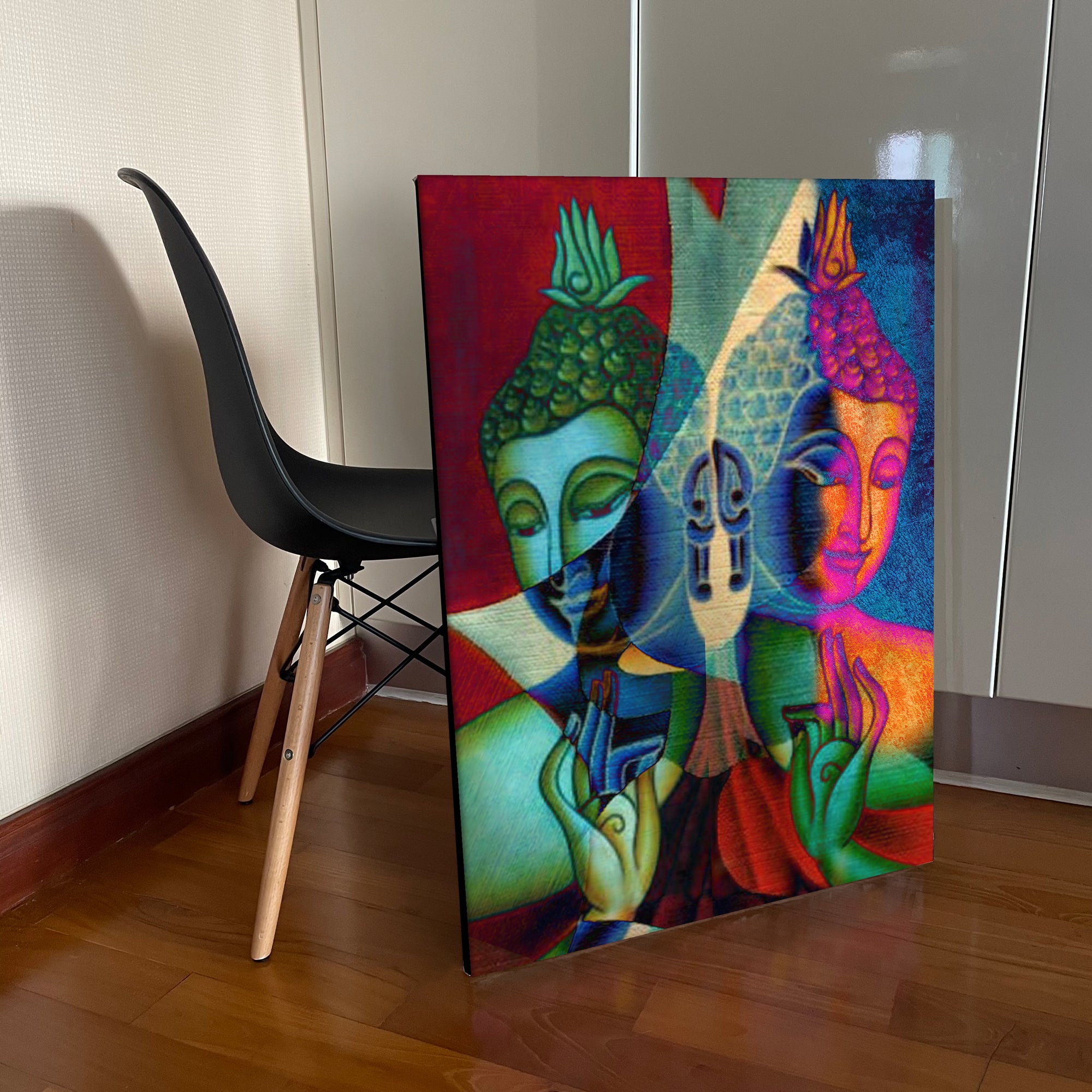 Multi Colour Buddha Portrait in Abstract Style