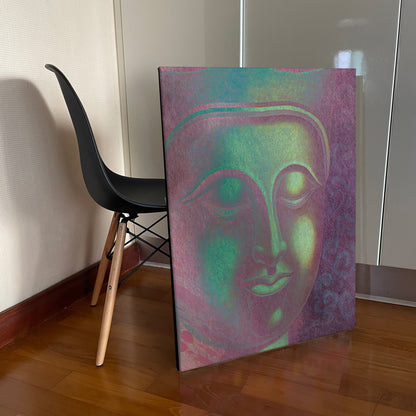 Buddha Portrait Wall Art in Bright Green Shade