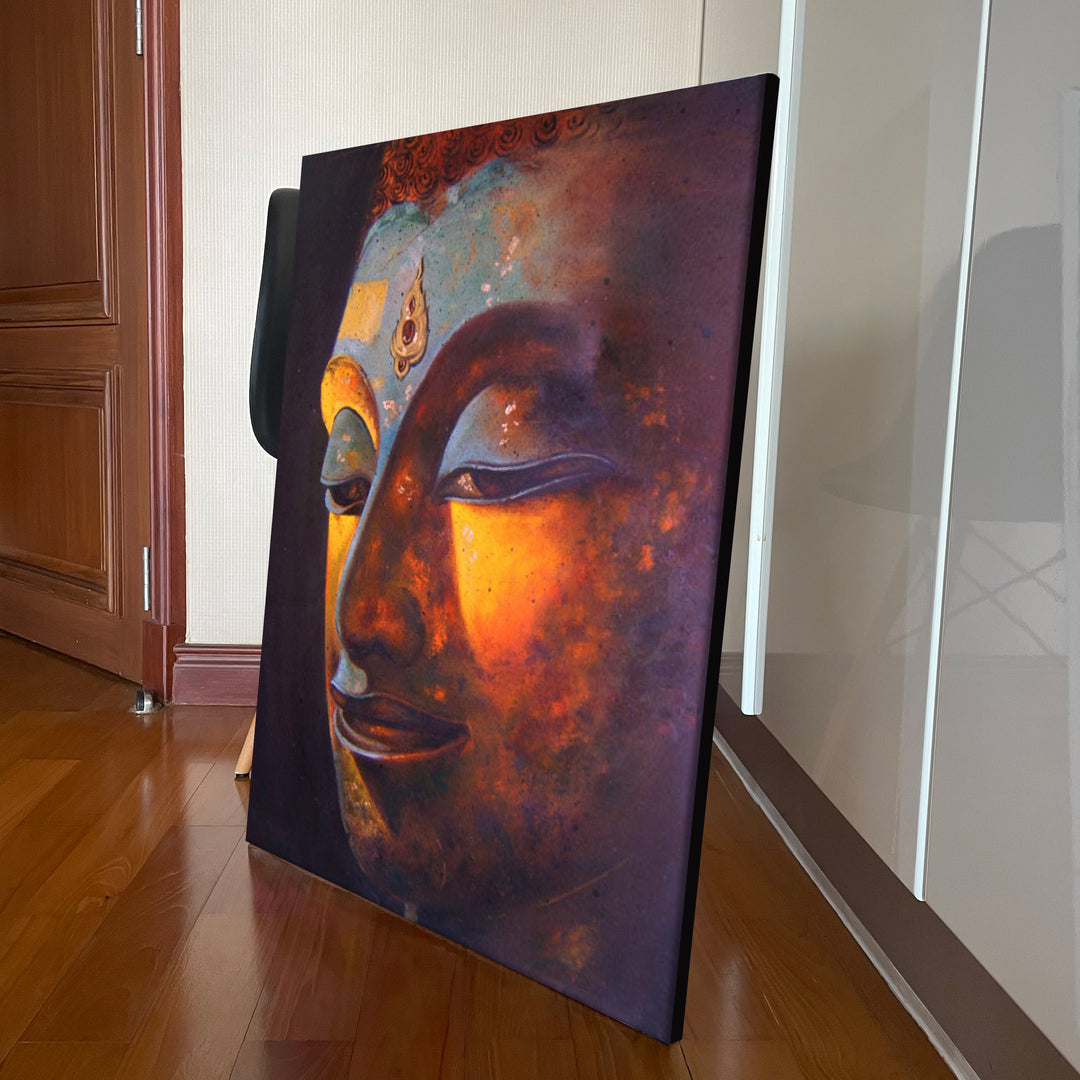 Asian Buddha Side Portrait Oil on Canvas