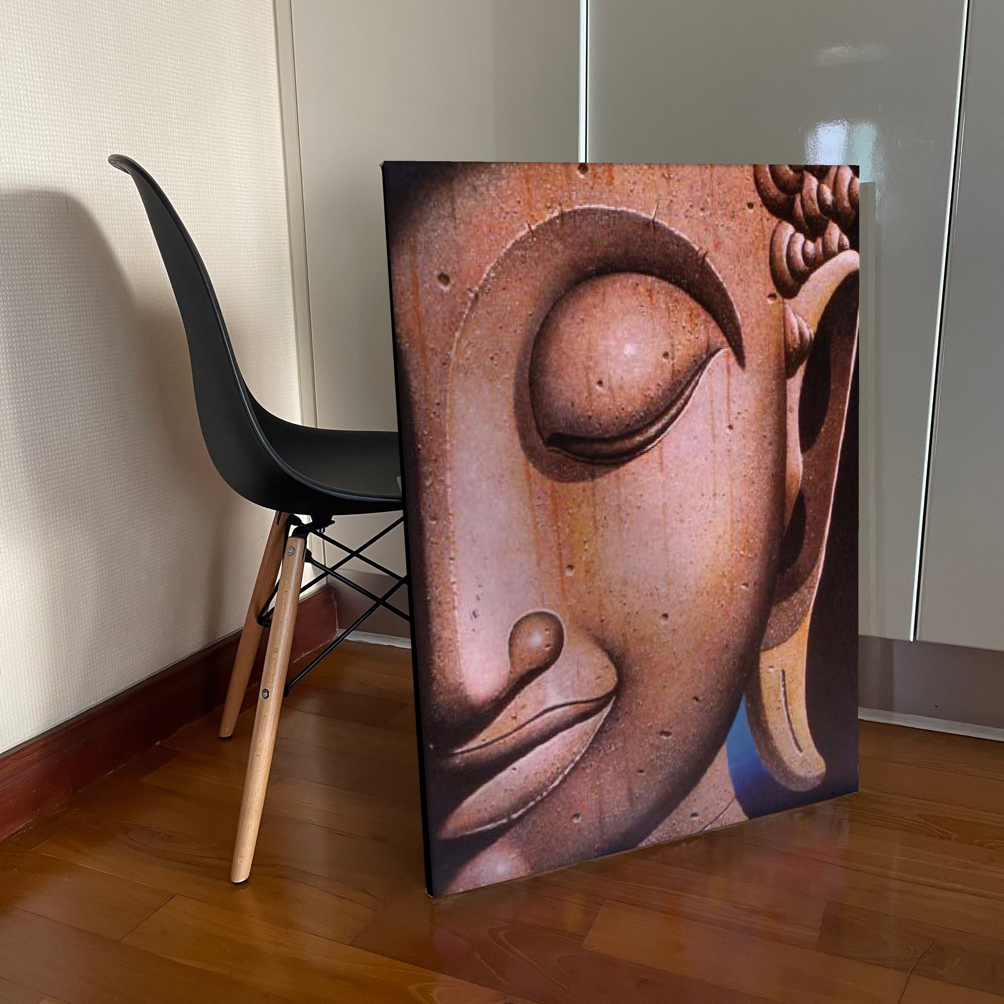 Buddha with Wood Skin Oil on Canvas