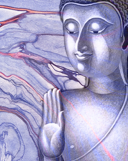 Buddha's Palm Face Out with Abstract Background - Purple Tone 