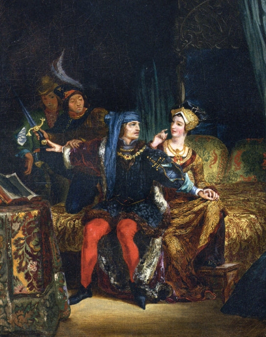 Charles VI and Odette de Champdivers by Eugène Delacroix Reproduction Painting by Blue Surf Art