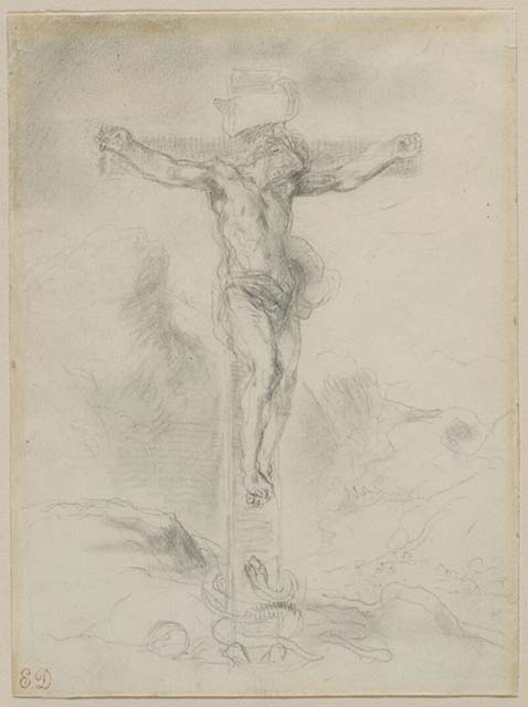 Christ on the Cross by Eugène Delacroix Reproduction Painting by Blue Surf Art