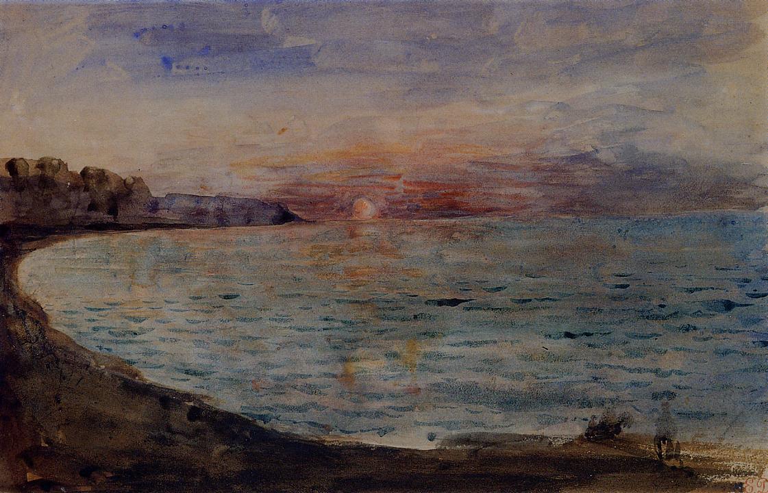Cliffs near Dieppe by Eugène Delacroix Reproduction Painting by Blue Surf Art