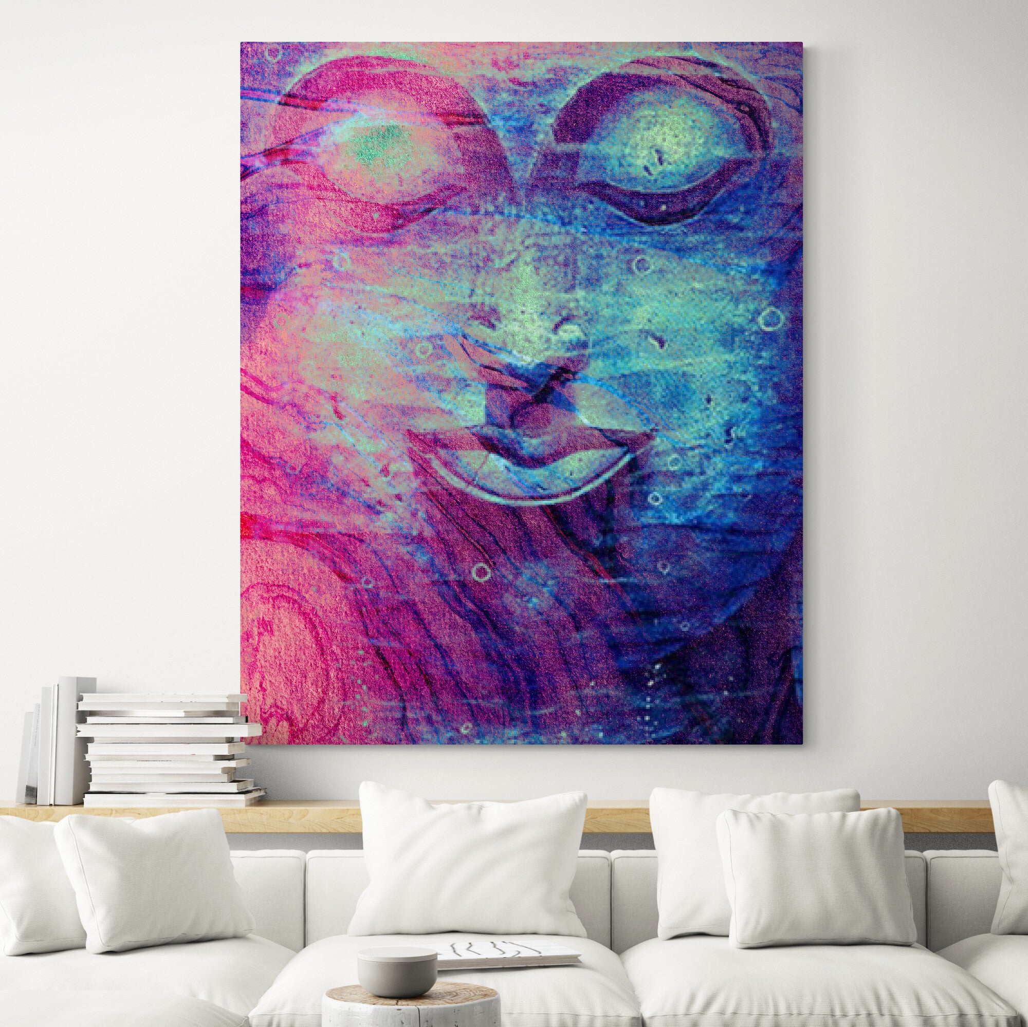Multi Colour Buddha Portrait Wall Art Canvas - Living room